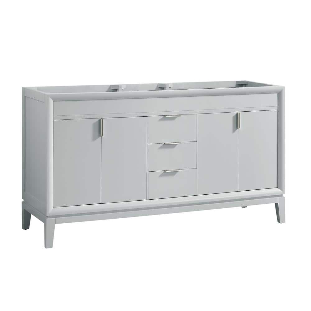 Modern Dove Gray 60" Double Solid Wood Freestanding Vanity Cabinet