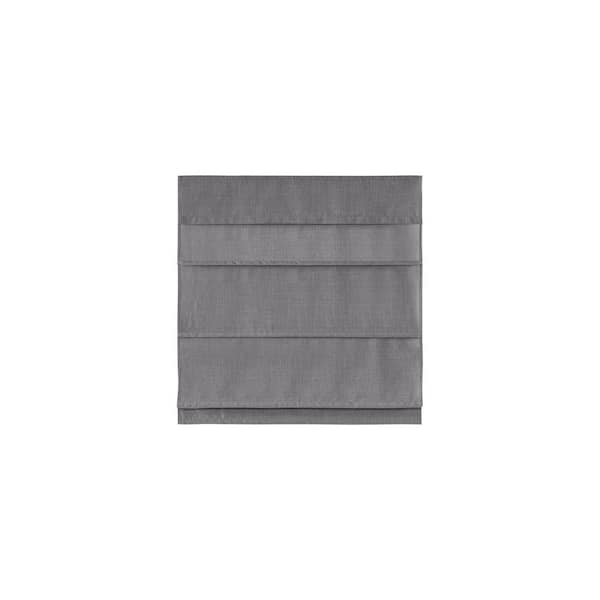 Madison Park Leo Grey Cordless Polyester 27 in. W x 64 in. L Total Blackout Roman Shade