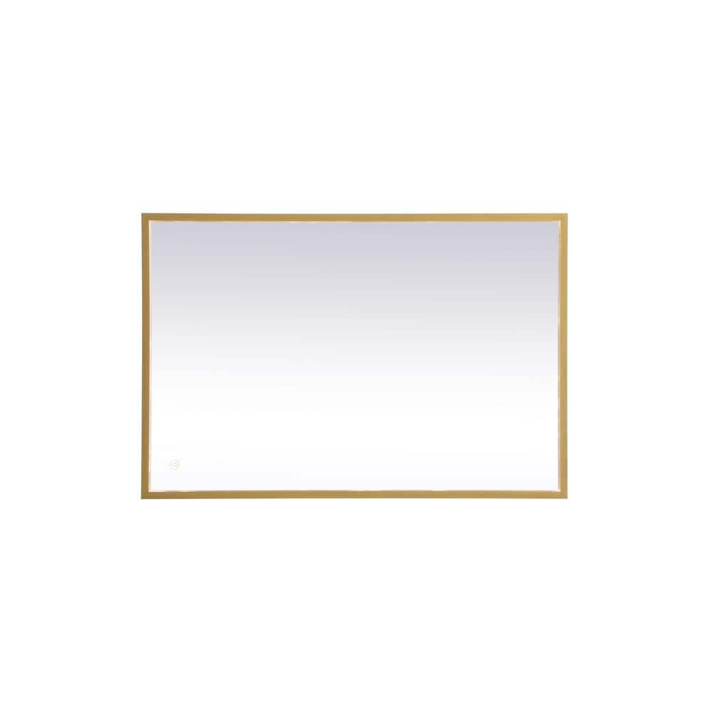 Timeless Home 24 in. W x 36 in. H Aluminum Brass LED Mirror