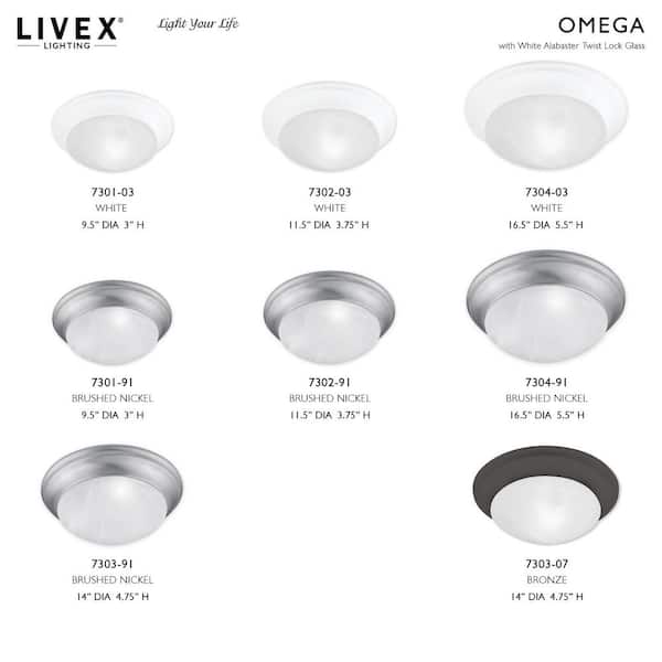 Livex Lighting 7303-91 Coronado 2 Light Brushed Nickel Flush
