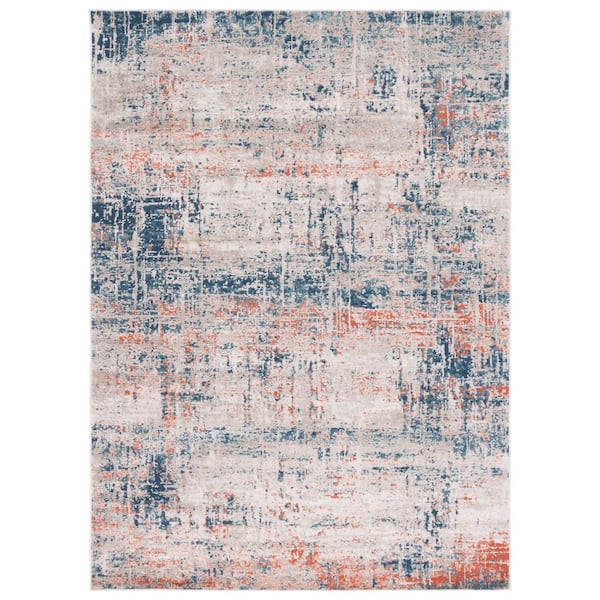 SAFAVIEH Madison Blue/Grey 9 ft. x 12 ft. Abstract Striped Area Rug