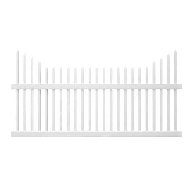 Veranda Pro-Series 3.5 ft. H x 8 ft. W White Vinyl Alexandria Cut Scalloped Spaced Picket Fence Panel - Unassembled