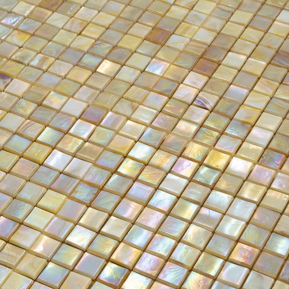 Parchment Beige and Yellow Glass Mosaic Tile for Wall and Floor