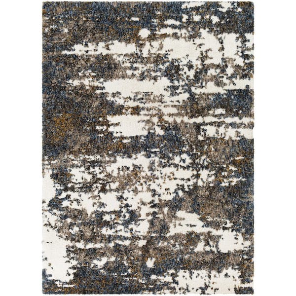 Celestial Shag Mustard Modern Abstract 5 ft. 3 in. x 7 ft. Area Rug