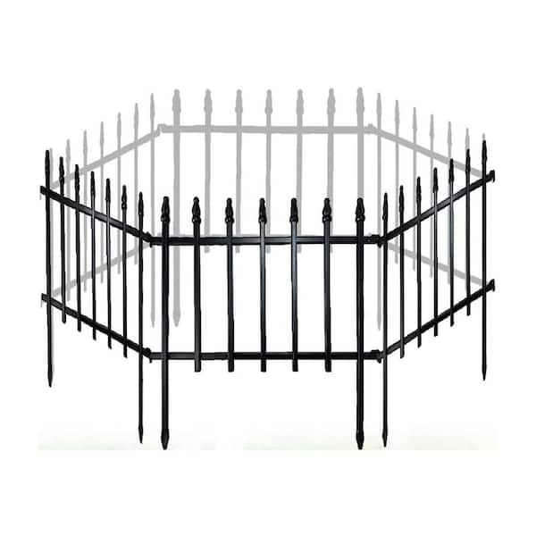 22 in. W x 18 in. H Black Metal Decorative Garden Fence 10-Panels Landscape Fencing for Flower Bed, Yard, Animal Barrier