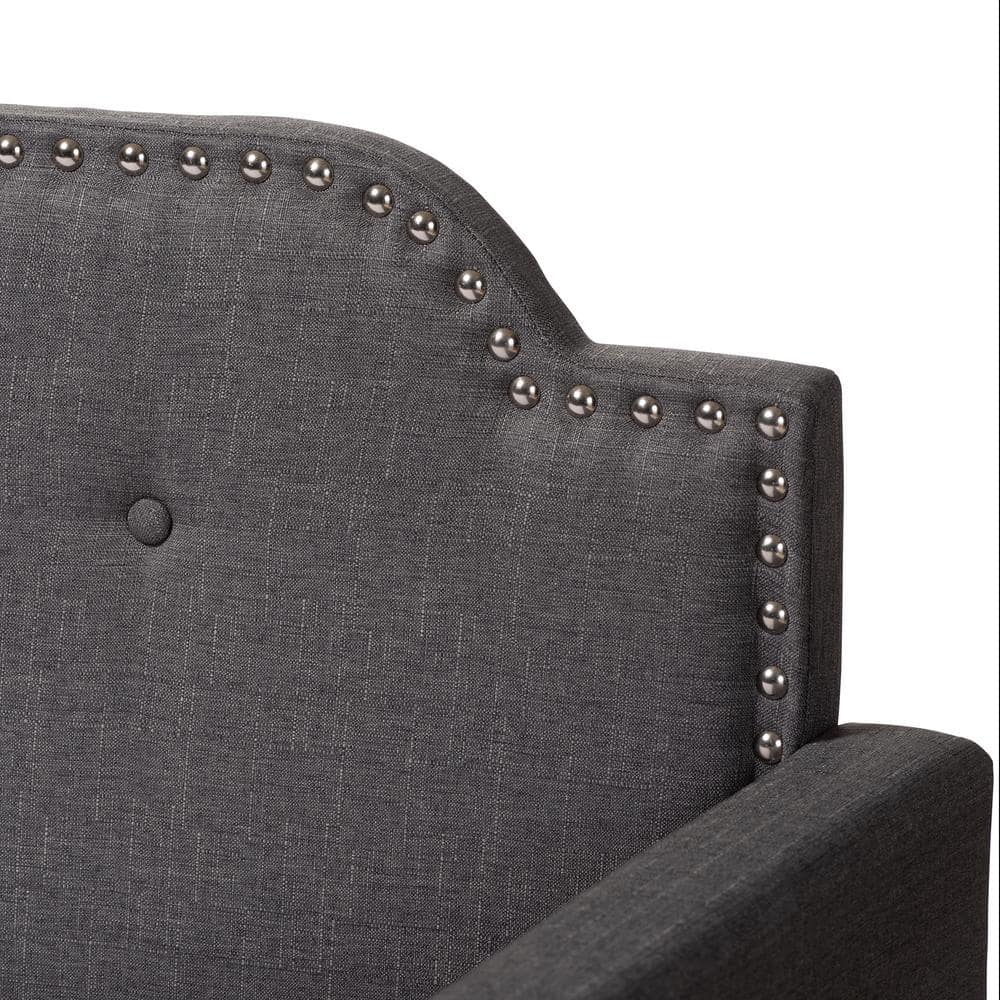 Gray Tufted Twin Fabric Sleeper Daybed with Nailhead Trim
