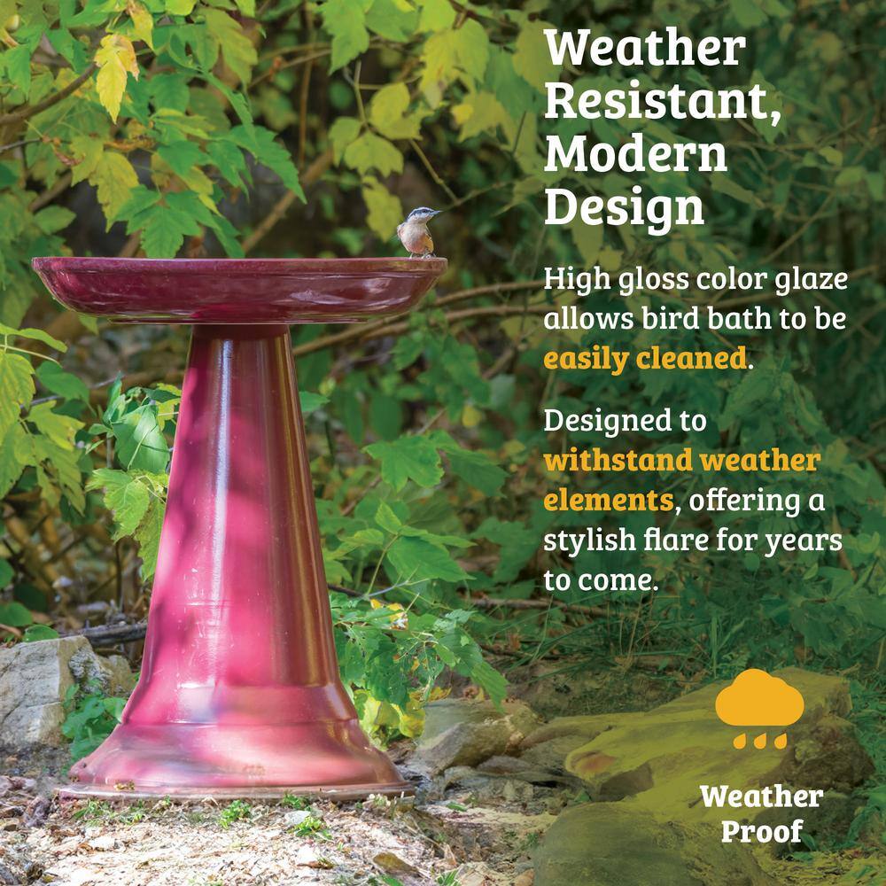Hunter Green Ceramic Locking Top Bird Bath Stand