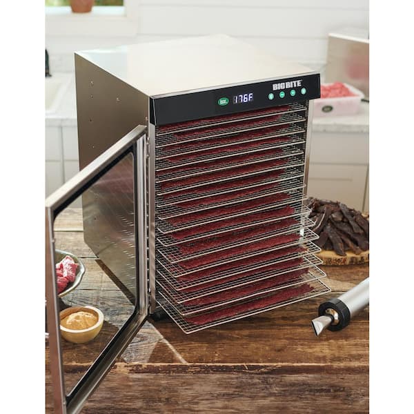 LEM BigBite 16-Tray Stainless Steel Food Dehydrator with Temperature Control