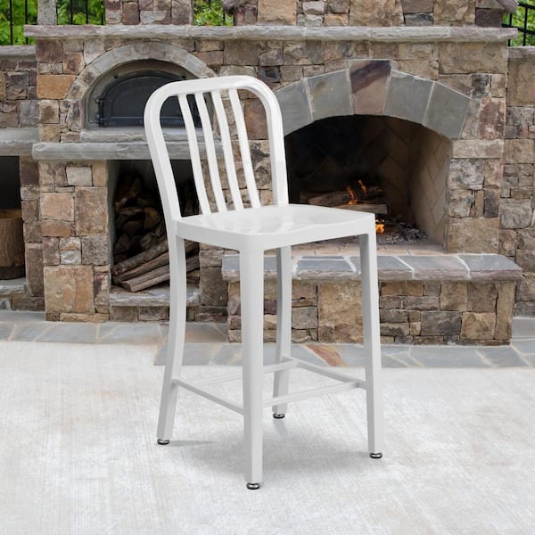 24.5 in. White Metal Bar Stool