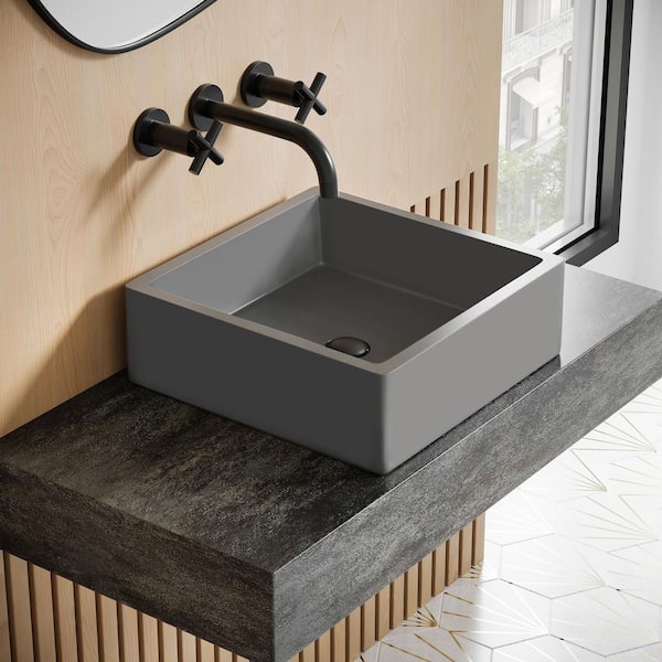 New concrete store bathroom vessel sink Square modern