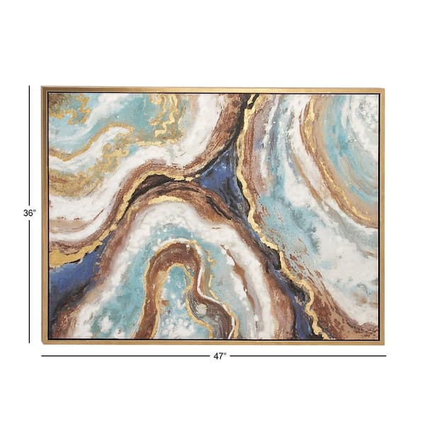 Litton Lane 1- Panel Geode Enlarge Slice Framed Wall Art With Gold Frame 36  In. X 47 In. 47470 - The Home Depot