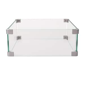 14.4 in. Square Glass Wind Guard for Fire Pit