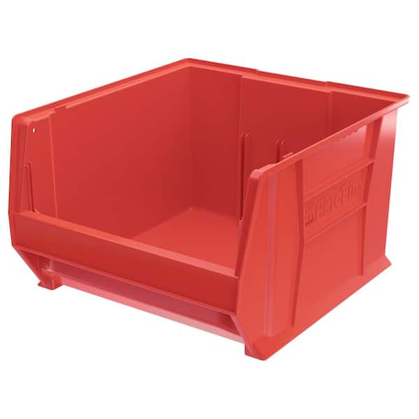 Akro-Mils Super-Size AkroBin 18.3 in. 300 lbs. Storage Tote Bin in Red with 14 Gal. Storage Capacity (1-Pack)