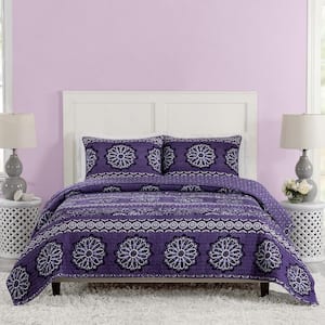 DONNA SHARP Lavender Rose 2-Piece Purple Cotton Quilt Set Z82044