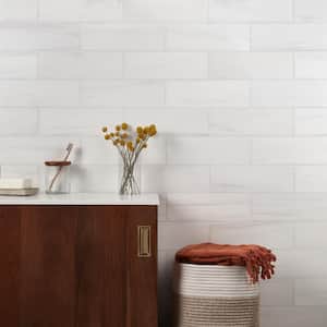 Bianco Dolomite White 4 in. x 12 in. Polished Marble Floor and Wall Tile (6.56 sq. ft./Case)