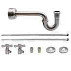 Victorian Style Freestanding Pedestal Sink Kit with Supply Line, P-Trap and Cross Handle Angle Stops, Satin Brass