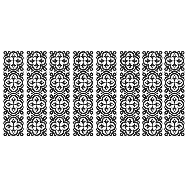 RoomMates Black and White Ornate Tiles Black and White Peel and Stick Decals