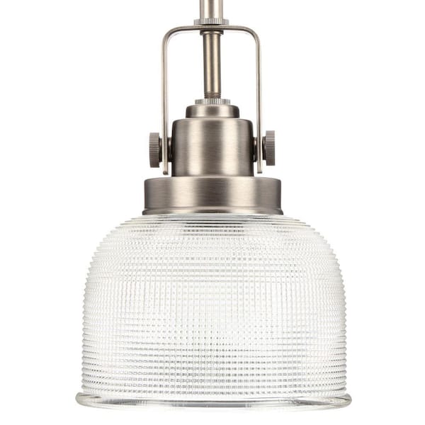 Progress Lighting Archie Collection 5-3/4 in. 1-Light Antique Nickel Coastal Mini Pendant with Clear Prismatic Glass for Kitchens
