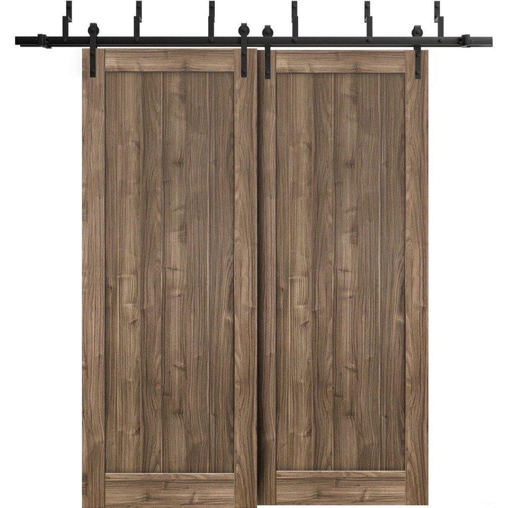 60 in. x 84 in. 2-Panel Walnut Solid MDF Sliding Barn Door with Hardware Kit price history on PriceWatchPro