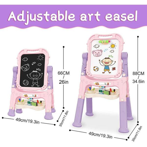 Adjustable Standing Rotatable Double Sided Art Easel for Kids with