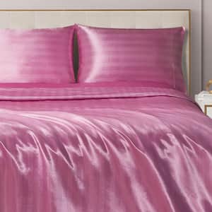 JUICY COUTURE Silky Satin Damask 4-Piece Pink Striped Polyester