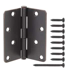 4 in. x 1/4 in. Radius Oil-Rubbed Bronze Squeak-Free Door Hinge