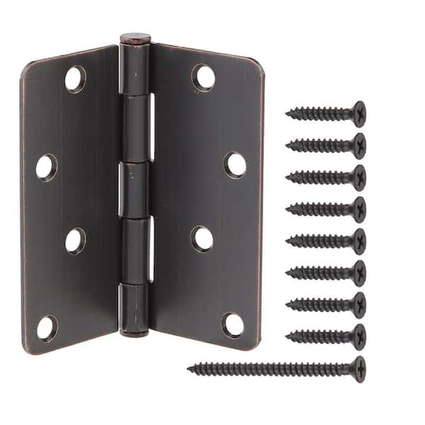 Everbilt 4 in. x 1/4 in. Radius Oil-Rubbed Bronze Squeak-Free Door Hinge