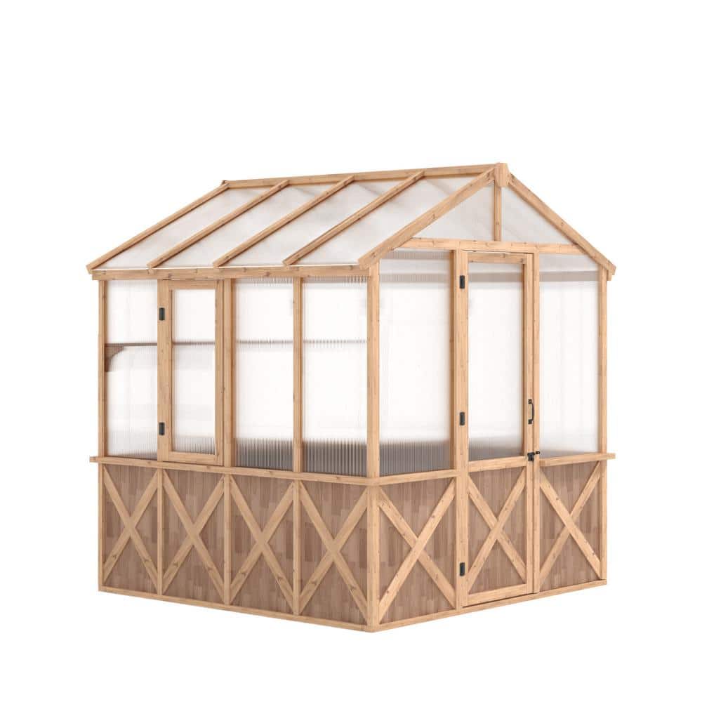 7.4 ft. x 8.5 ft. Spruce Wooden Outdoor Greenhouse w/ Cold Weather & UV Pro