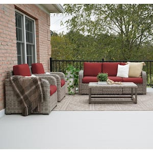 Forsyth 6-Piece Wicker Seating Set with Red Cushions