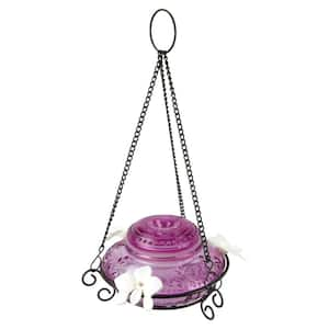 Plum Antique Top-Fill Hummingbird Glass Feeder 14 oz.