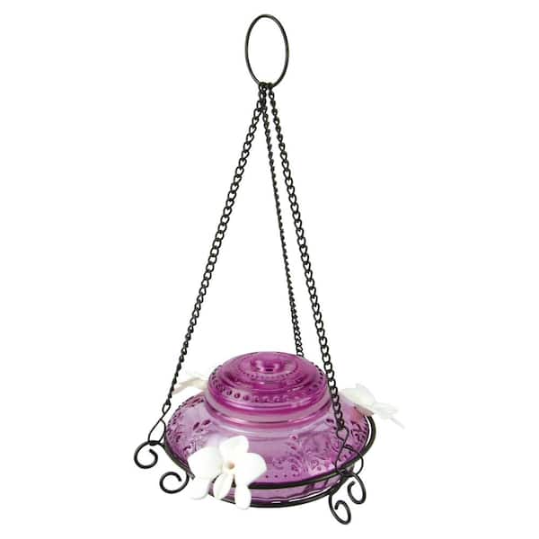 Nature's Way Plum Antique Top-Fill Hummingbird Glass Feeder 14 oz.