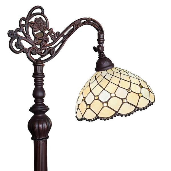 Amora Lighting 62 in. Tiffany Style Jewel Reading Floor Lamp