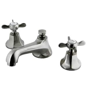 Essex 2-Handle 8 in. Widespread Bathroom Faucets with Brass Pop-Up in Brushed Nickel