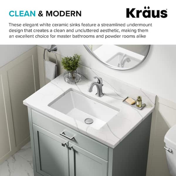 Elavo 21.1 in. Rectangular Undermount Bathroom Sink in White Vitreous China with Overflow Drain