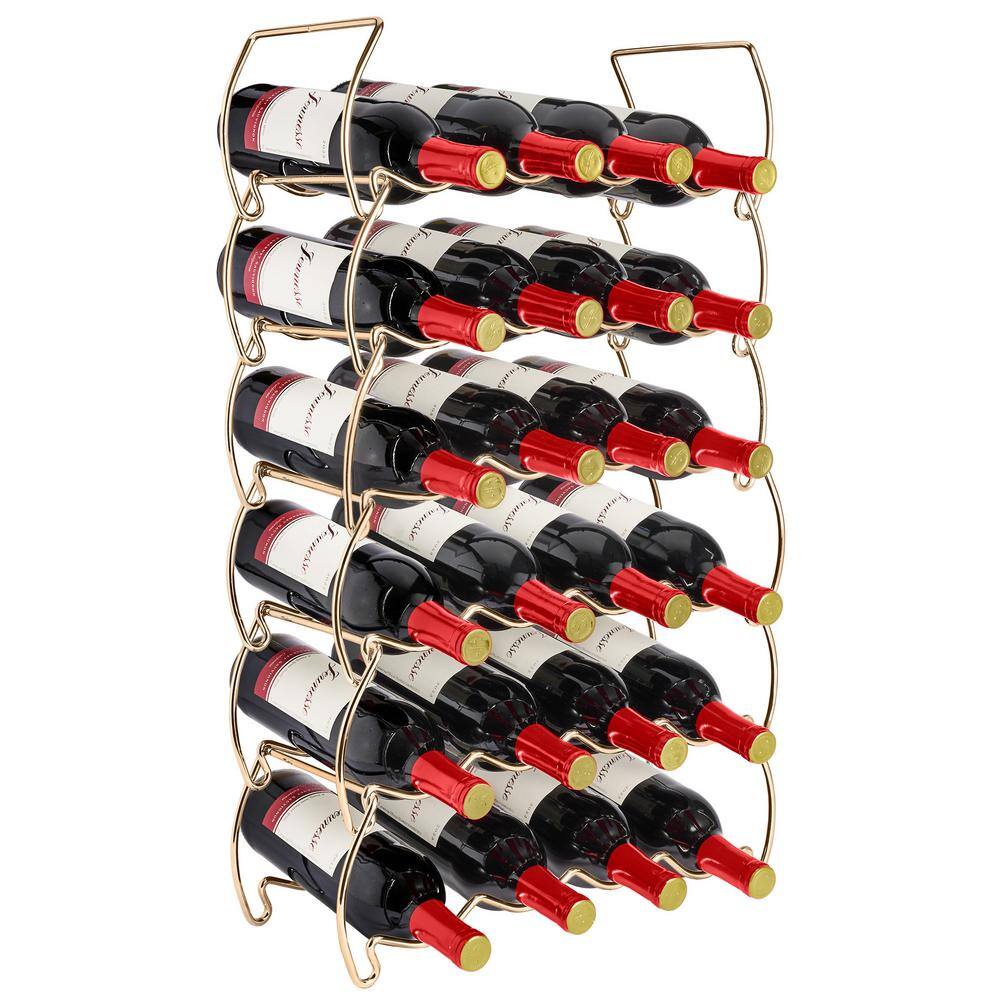 6-Tier Stackable Wine Rack - Classic Style Metal Wine Racks - Hold 24 Bottles Copper