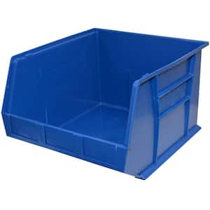 16-1/2 in. W x 18 in. D x 11 in. H Stackable Plastic Storage Bin in Blue (3-Pack)