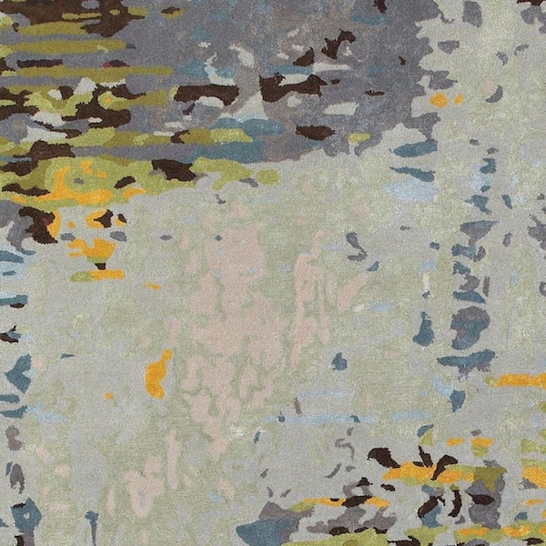 8 X 10 Gray, Black, Yellow Abstract Washable Area Rug Runner Rug