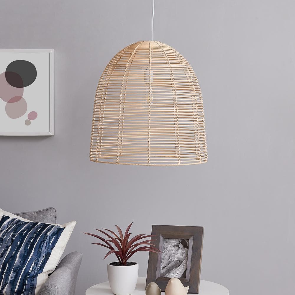 Formosa 20" Natural Rattan Cage Pendant Lamp with Warm Glow