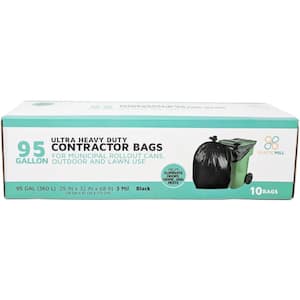 61 in. W x 68 in. H. 95 Gal. 3 mil Black Contractor Bags (10-Count)
