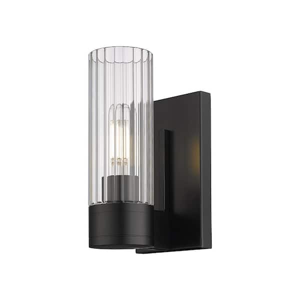 Innovations Empire 3.13 in. 1-Light Matte Black Wall Sconce with Glass Shade