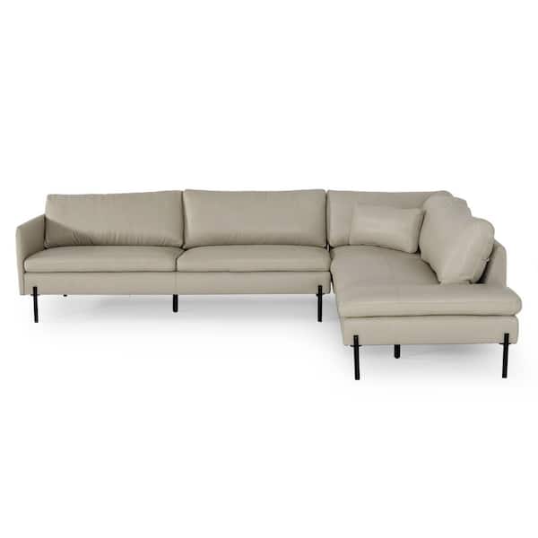 Divani Casa Sherry Modern 115 in. Square Arm 2-piece Leather Modular Sectional Sofa in. Grey