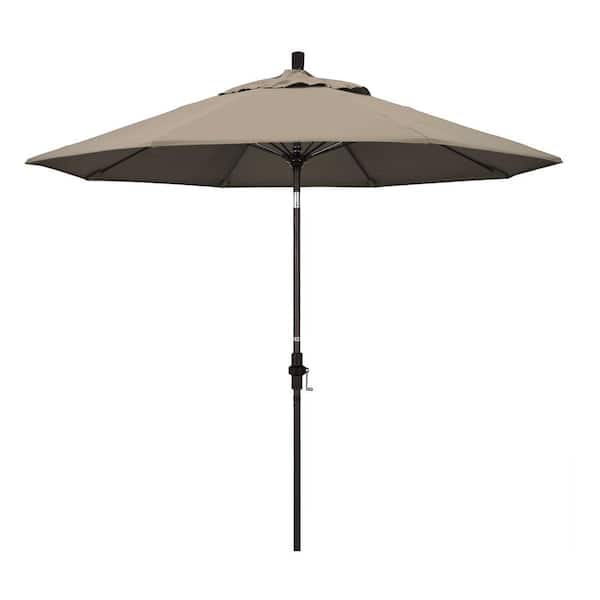 California Umbrella 9 ft. Fiberglass Collar Tilt Patio Umbrella in Taupe Pacifica