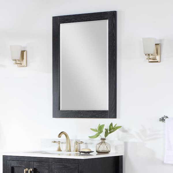 Altair Ivy 24 in. W x 36 in. H Rectangular Wood Framed Wall Bathroom Vanity Mirror in Black Oak