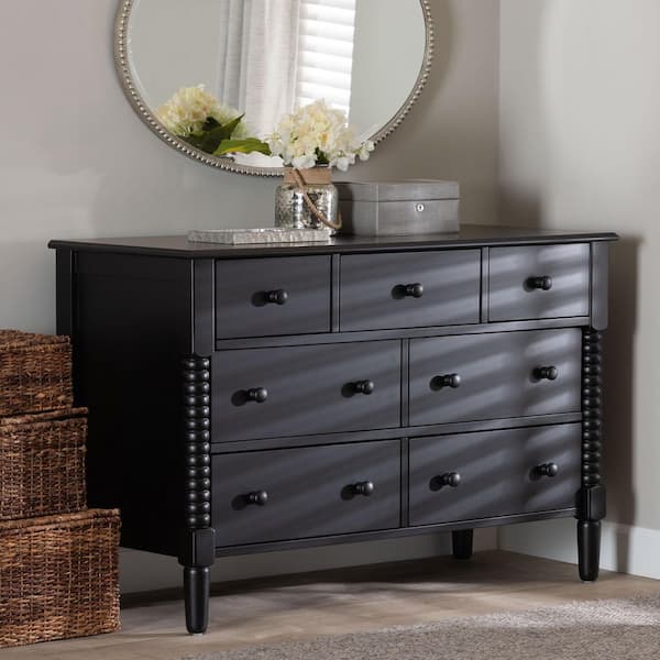 Braith Black 7-Drawer 47.2 in. Dresser