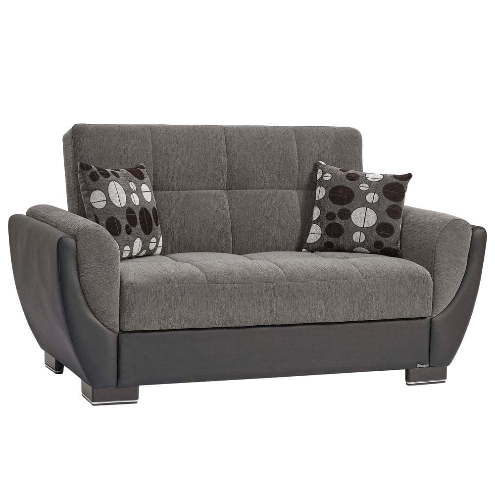 Ottomanson Basics Air Collection Convertible 63 In Grey Chenille 2   Grey Black Ottomanson Loveseats Bsc Air 118 Ls 64 1000 