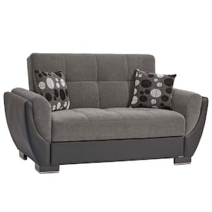 Basics Air Collection Convertible 63 in. Grey Chenille 2-Seater Loveseat with Storage