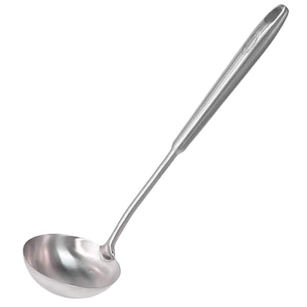 13.7 in. Resilient 304 Stainless Steel Soup Spoon with Vacuum Ergonomic Round Handle, Rustproof, Heat Resistance