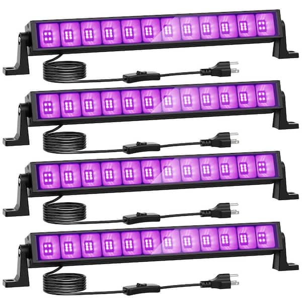 120 Volt Black Plug-in Integrated LED Landscape Flood Light with Switch (4-Pack), Glow in The Dark Party for Halloween