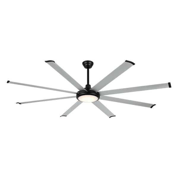 WINGBO 96 in. LED Indoor Black and Silver Ceiling Fan with Remote