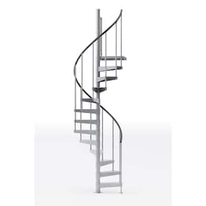 Reroute Galvanized Exterior 42in Diameter, Fits Height 119in - 133in, 1 42in Tall Platform Rail Spiral Staircase Kit